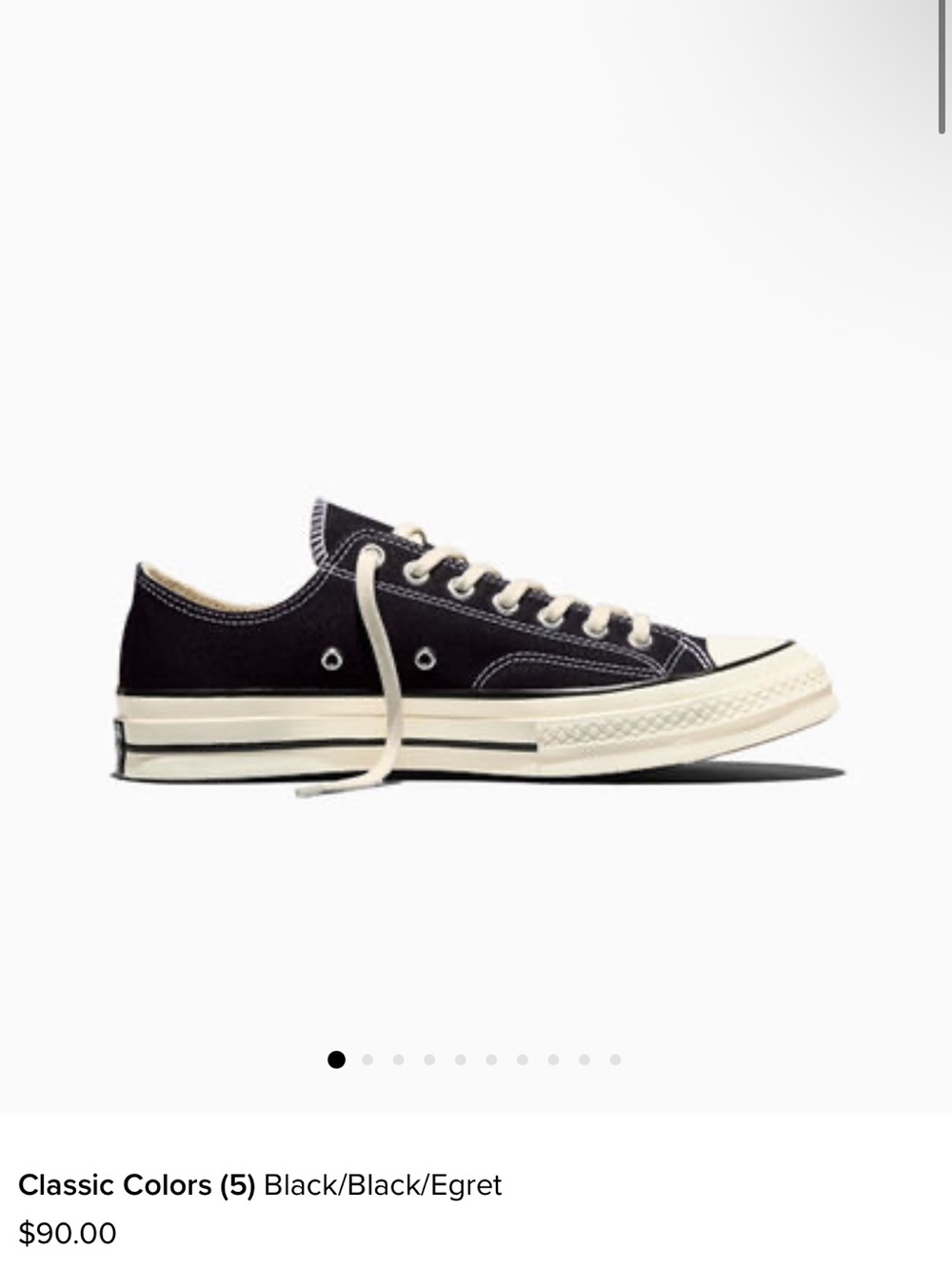 Converse Black Low-Top Canvas Sneaker Egret Sole